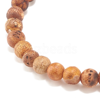 Round Natural Agate Stretch Beaded Bracelets BJEW-JB08196-01-1