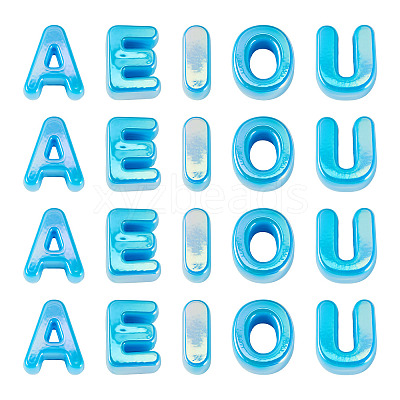 50Pcs 5 Styles UV Plating Opaque Acrylic Beads PACR-TA0001-31F-1