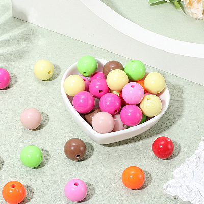 120Pcs 8 Colors Opaque Acrylic Beads MACR-PA0001-10-1
