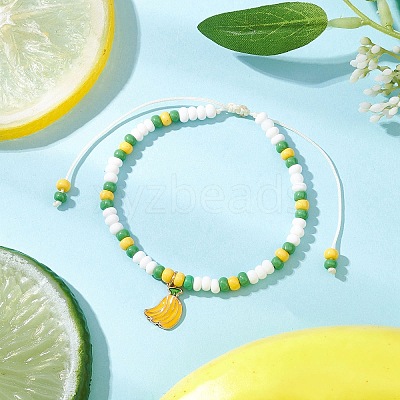 9Pcs Fruit Theme Alloy Enamel Charm Bracelets BJEW-MZ00206-02-1