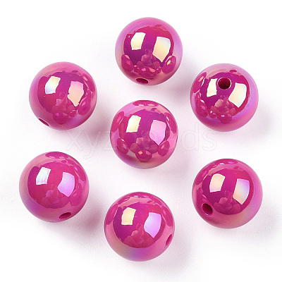 UV Plating Rainbow Iridescent Acrylic Beads PACR-D070-01M-1