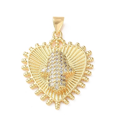 Brass Micro Pave Clear Cubic Zirconia Pendants CU-CBA03AF-10B-G-1