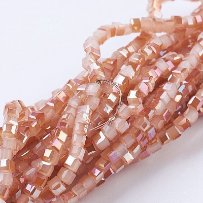 Electroplate Glass Beads Strands X-EGLA-F121-HR-B04-1