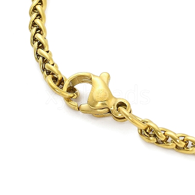 Constellation 304 Stainless Steel Micro Pave Clear Cubic Zirconia Wheat Chain Pendant Necklaces for Women Men LS-NJEW-U007-01B-1