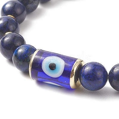 5Pcs 5 Style Natural & Synthetic Mixed Gemstone & Lampwork Evil Eye Beaded Stretch Bracelets Set for Women BJEW-TA00234-1