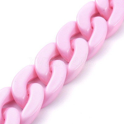 Handmade Opaque Acrylic Curb Chains AJEW-JB00564-08-1