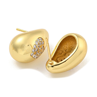 Rack Plating Brass Micro Pave Clear Cubic Zirconia Stud Earring EJEW-C102-29B-G-1
