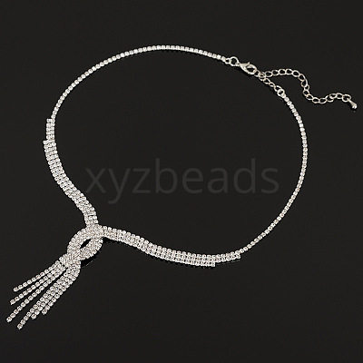Alloy Full Crystal Rhinestone Twisted Tassel Necklaces for Women FS-WG90C07-02-1