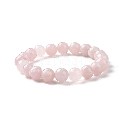 Natural Rose Quartz Bead Stretch Bracelets BJEW-K212-C-045-1