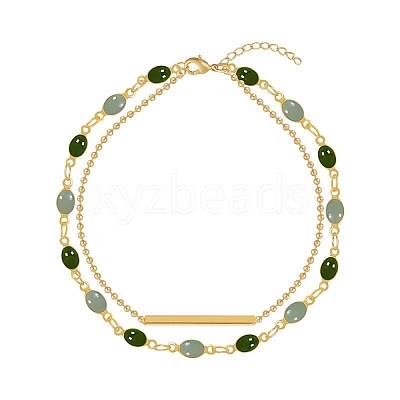 Oval Alloy Enamel Link Multi-strand Bracelets FS-WGF0A33-01-1