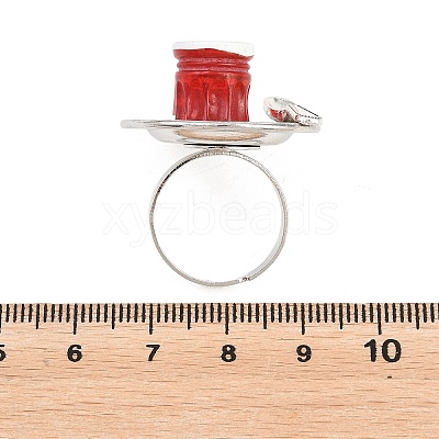 Afternoon Tea Resin & Plastic Adjustable Finger Rings for Women RJEW-K317-01I-1