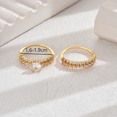 Elegant Copper Ring with 18K Gold Plating and Diamond Inlay YE9619-3-1