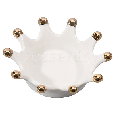 Porcelain Crown Shape Jewelry Plate DJEW-WH0039-120-1