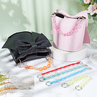 6Pcs 6 Colors Acrylic Cable Chain Short Bag Straps FIND-WR0009-21-1