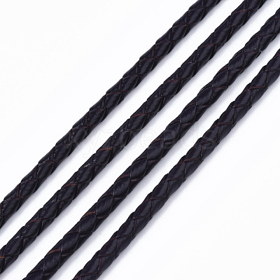 Braided Cowhide Leather Cord NWIR-N005-01G-4mm-1