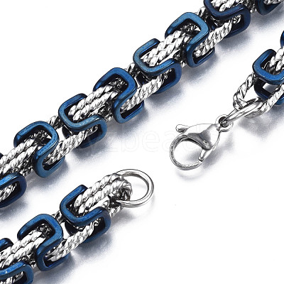 Ion Plating(IP) Two Tone 201 Stainless Steel Byzantine Chain Bracelets BJEW-S057-94A-1