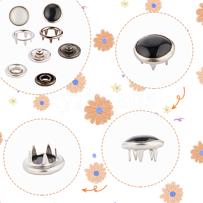 40 Sets 2 Colors Brass Snap Buttons FIND-GF0005-09-1