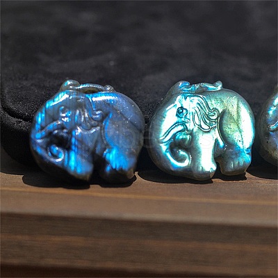 Natural Labradorite Carved Healing Elephant Figurines PW-WG69479-01-1
