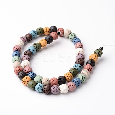 Dyed Round Synthetic Lava Rock Beads Strands G-F259-09-8mm-1