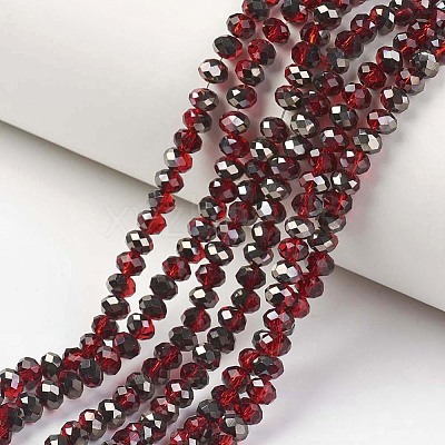 Electroplate Transparent Glass Beads Strands EGLA-A034-T8mm-P06-1