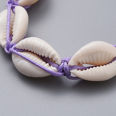 Natural Cowrie Shell Braided Beads Bracelets BJEW-JB05057-1