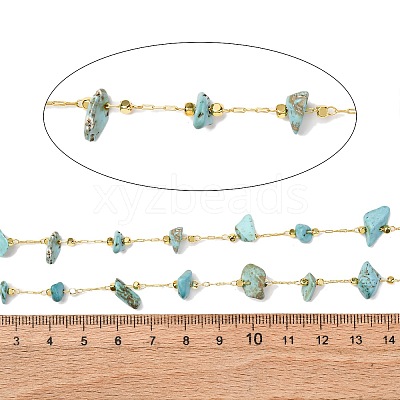 3.28 Feet Handmade Synthetic Turquoise Beaded Chains X-CHC-I026-D-01G-1