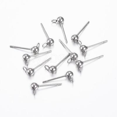 Non-Tarnish 304 Stainless Steel Stud Earring Findings STAS-H376-90-1