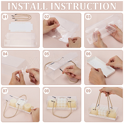 Rectangle Folding Paper & Plastic Storage Boxes with Polyester Rope Handle CON-WH0089-171A-01-1