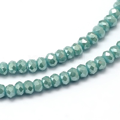Faceted Rondelle Full Rainbow Plated Electroplate Glass Beads Strands X-EGLA-M004-2mm-A15-1
