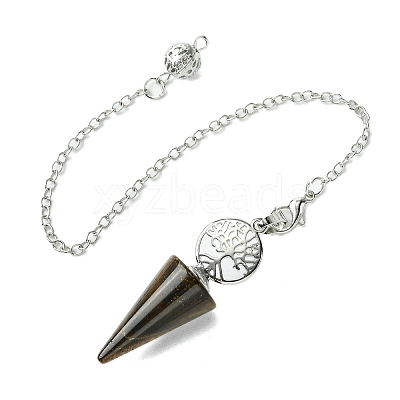 Natural Tiger Eye Cone Dowsing Pendulum Big Pendants G-C114-02P-18-1
