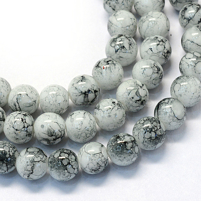 Baking Paint Glass Round Bead Strands DGLA-Q019-8mm-42-1