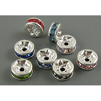 Brass Rhinestone Spacer Beads X-RSB037NF-1