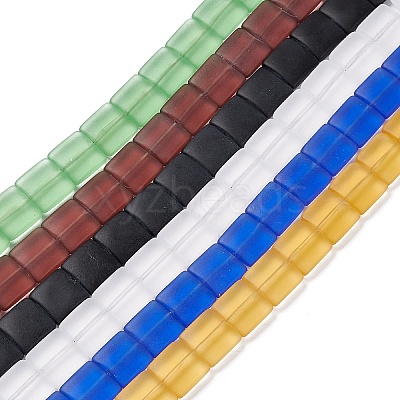 Transparent Frosted Glass Beads Strands FGLA-S001-M01-1