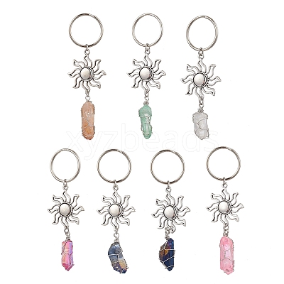 Natural Quartz & Alloy Keychain KEYC-JKC01147-1