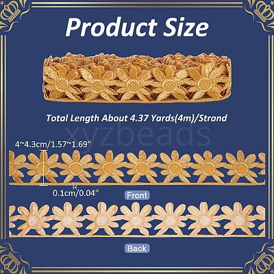 Ethnic Style Polyester Metallic Thread Embroidery Floral Trimming SRIB-WH0011-137A-1