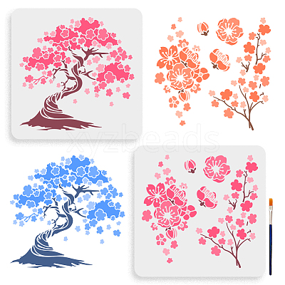 2Pcs 2 Styles PET Hollow Out Drawing Painting Stencils DIY-MA0003-49-1