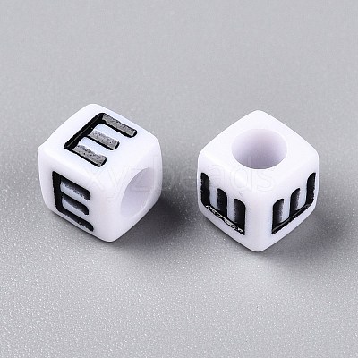 Large Hole Acrylic Letter European Beads SACR-Q103-6mm-01E-1