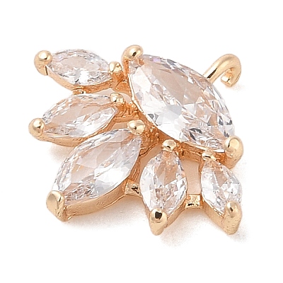 Brass Inlay Clear Glass Pendants KK-S388-22G-1