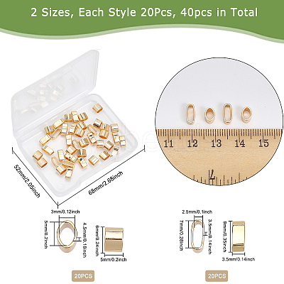 40Pcs 2 Styles Brass Slide Charms/Slider Beads KK-CA0002-08-1