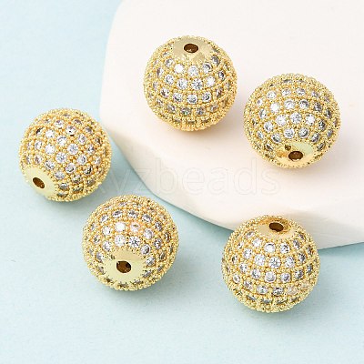 CZ Brass Micro Pave Cubic Zirconia Round Beads LS-ZIRC-L017-05G-1