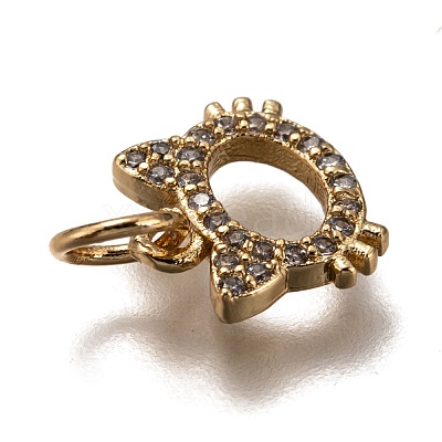 Brass Micro Pave Clear Cubic Zirconia Charms ZIRC-B002-55G-1