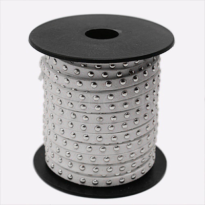 Silver Aluminum Studded Faux Suede Cord LW-D004-03-S-1