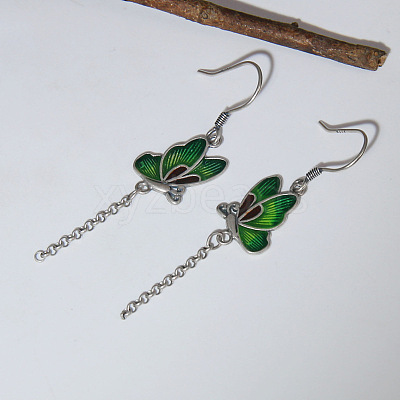 Alloy Enamel Butterfly Dangle Earrings for Women WG8FBC4-01-1