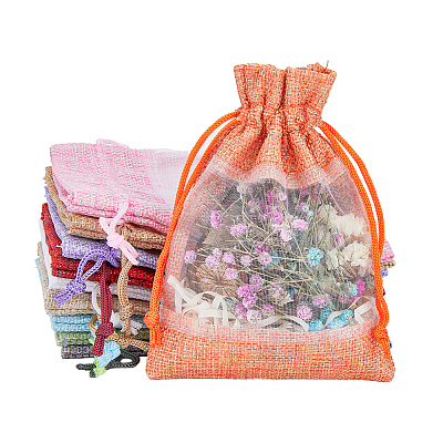 20Pcs 10 Colors Linen Pouches ABAG-HY0001-05-1