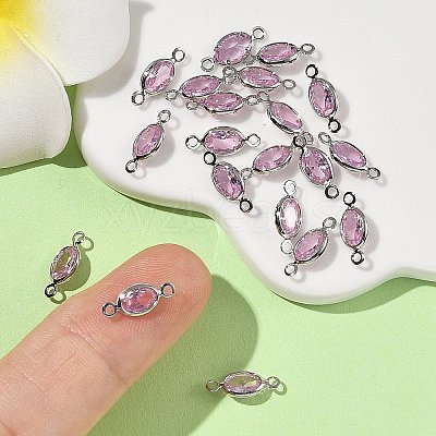 SHEGRACE Brass Pave Cubic Zirconia Oval Connector Charms XGRQ2O269-439B-P-1