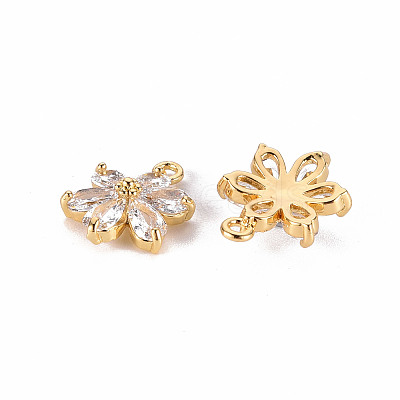 Brass Clear Cubic Zirconia Pendants X-ZIRC-S068-025-NF-1