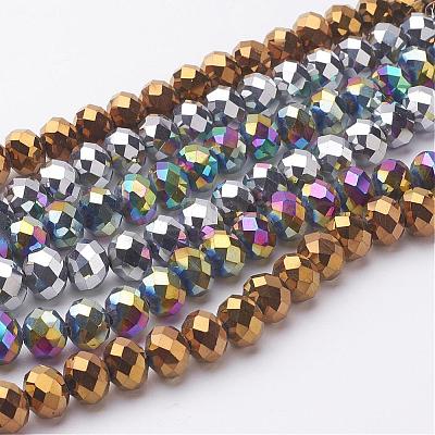 Electroplate Glass Beads Strands GR7x10mmY-M2-1