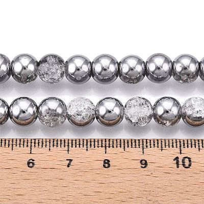 Electroplated Crackle Glass Beads Strands X-EGLA-N014-8mm-03-1
