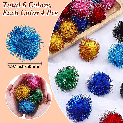 32Pcs 8 Colors Faux Fur Soft Sequins Pompom Ball DIY-SC0033-96-1
