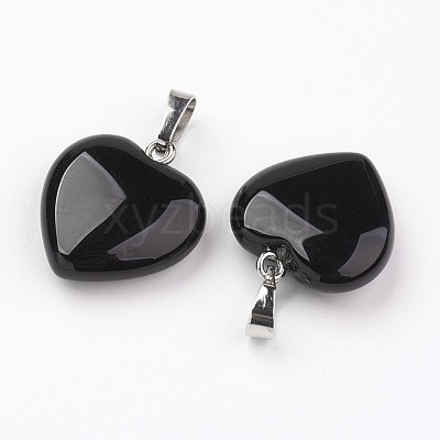 Natural Black Agate Pendants X-G-G956-B04-FF-1